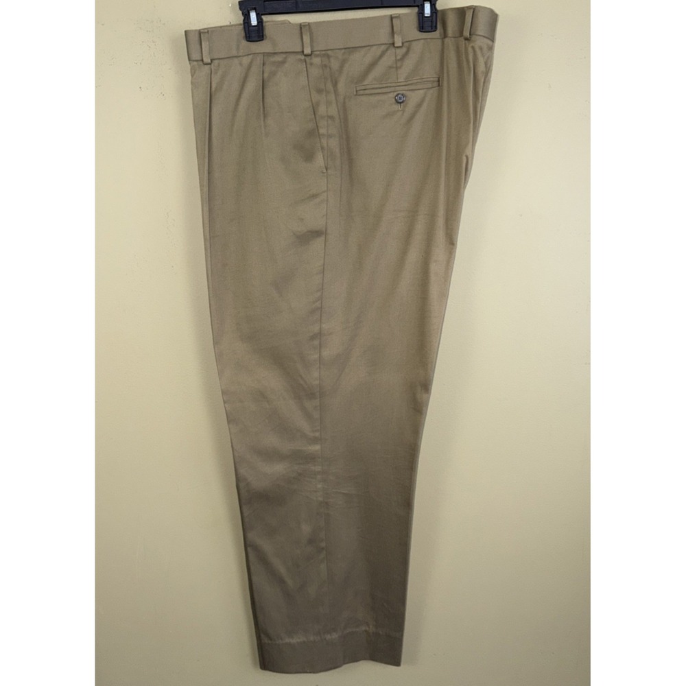 Paul Frederick Mens Cashmere Blend Trousers Pants 46x30 Dark Khaki Beige Pleated